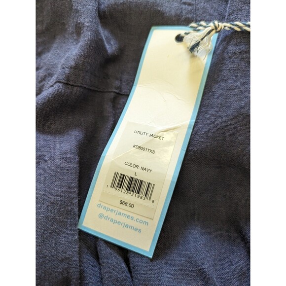 Draper James RSVP Navy Utility Military Jacket Linen Blend Pockets Large NWT - Picture 9 of 13